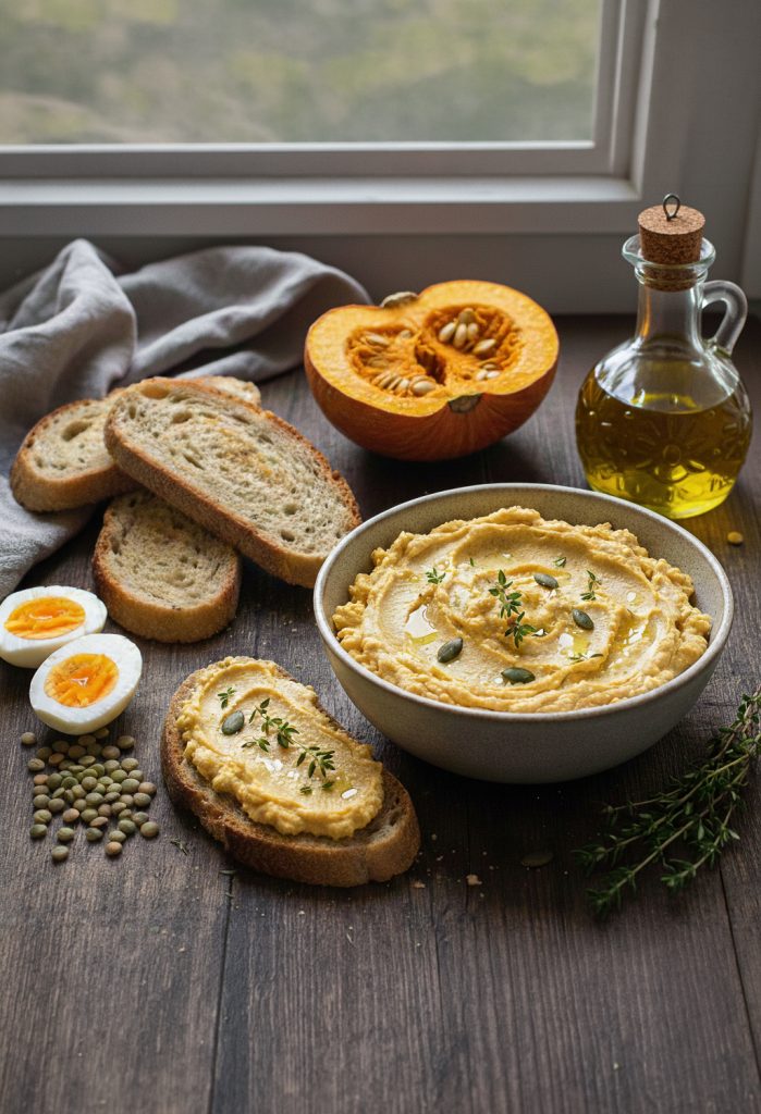 Beljakovinski skutni namaz z bučo – primeren za pripravo obrokov vnaprej